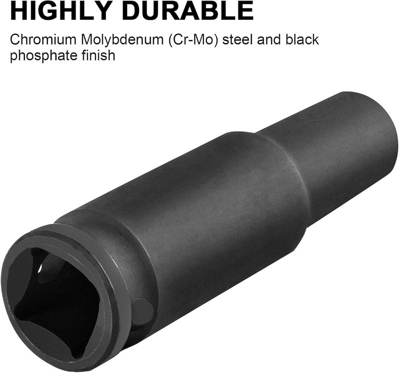 Max Power 3/8 Inch Drive 8 mm Deep Impact Socket, Made with Heat-Treated Chrome Vanadium Steel, Durable Impact Socket with 6-Point Design, SAE - Image 3